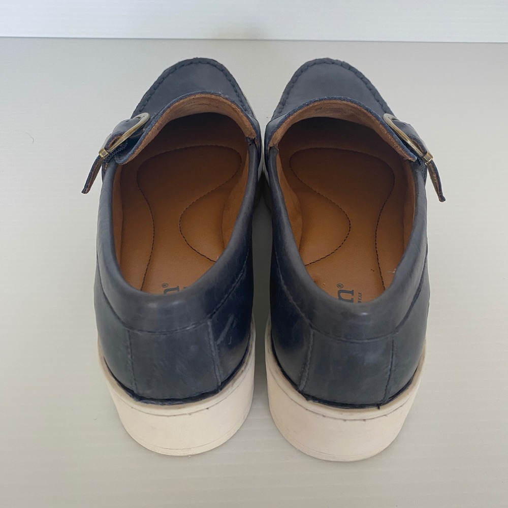 Born Contessa Navy Leather Buckle Platform Loafers Women Size 9 - Picture 9 of 11